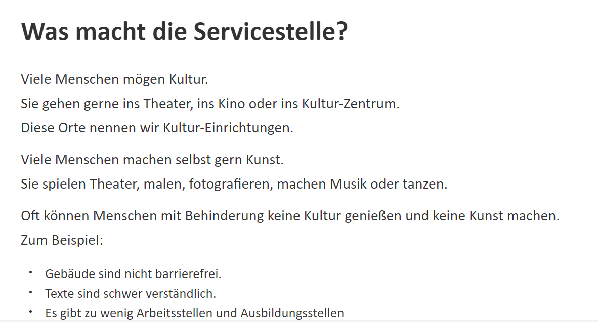 Textbeispiel für einfache Sprache.