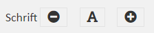 Ausschnitt vom Screenshot der Servicestellen-Homepage mit den Symbolen zur Änderung der Schriftgröße auf der Website.